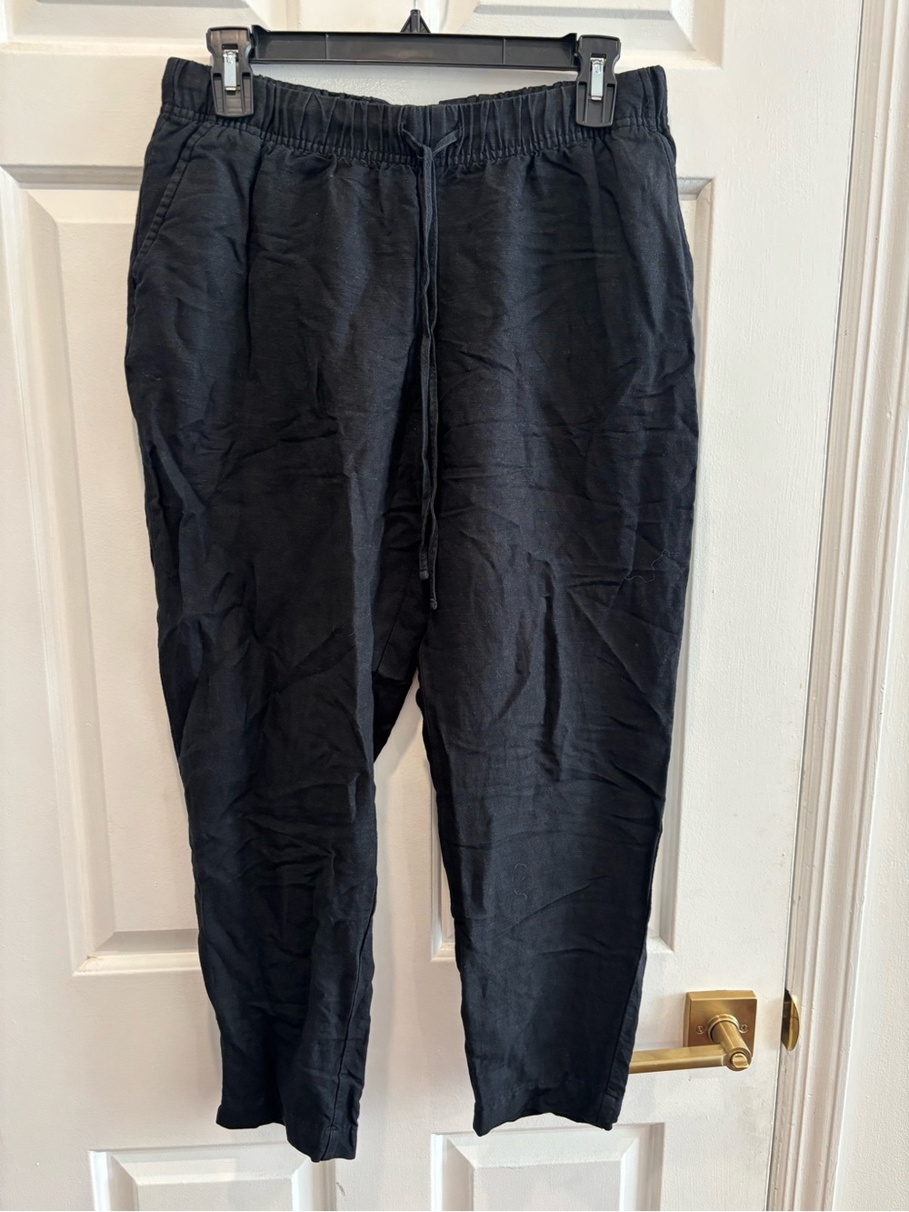 A New Day Black Linen Pull On Drawstring Pants